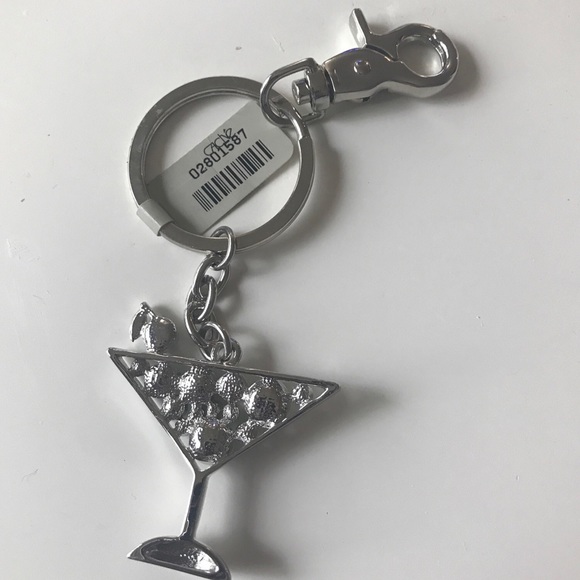 Cache Martini Glass Keychain Rhinestones Green NWOT Key Chain Ring. - Picture 3 of 5